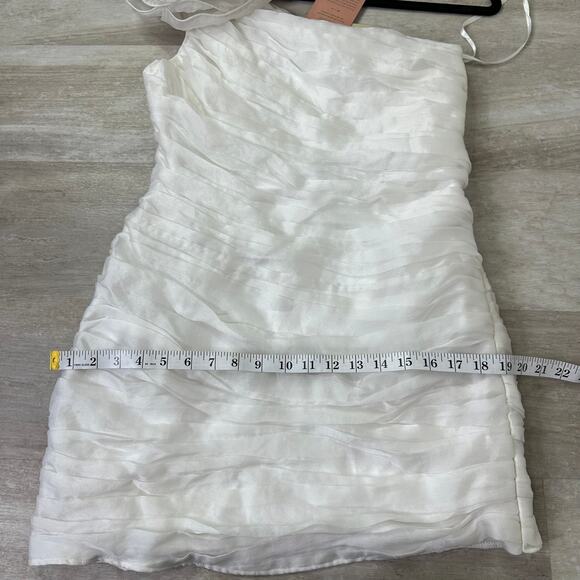 NEW BHLDN x Anthropologie Louisa One-Shoulder Rosette Mini Dress Ivory size 10 - Picture 11 of 12